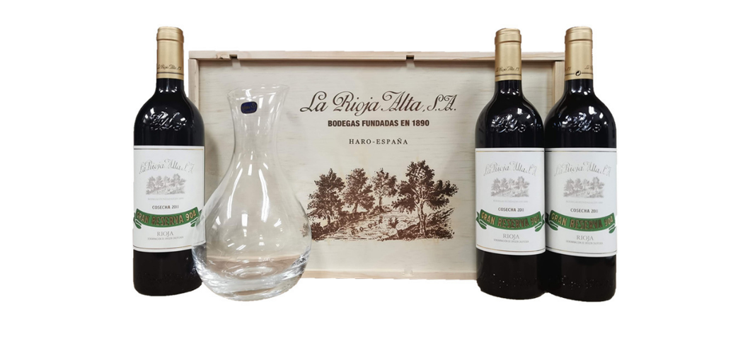 La RIOJA ALTA Rioja '904' Gran Riserva 2015 (3 x 750mL and 1 decanter Box set)