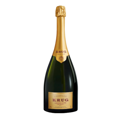Krug champagne bottle on a white background