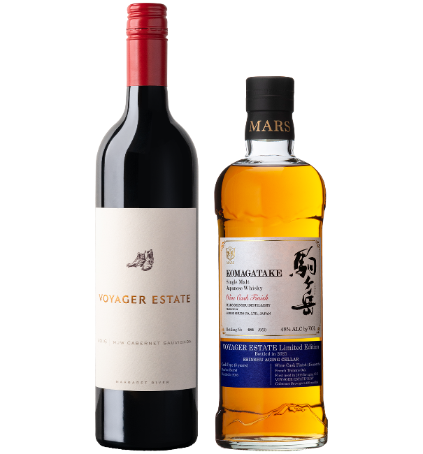 VOYAGER ESTATE Margaret River 'MJW' Cabernet Sauvignon 2016 (750mL) & 2021 MAS Komagatake Single Malt 'Wine Cask Finish' Whisky (700mL)
